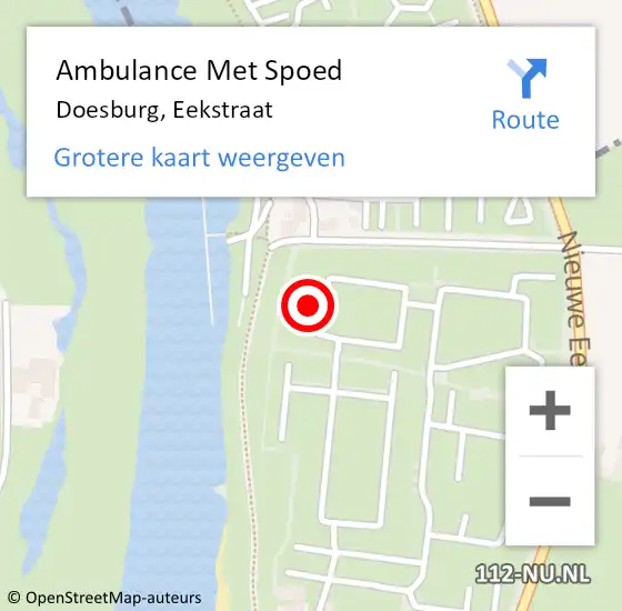 Locatie op kaart van de 112 melding: Ambulance Met Spoed Naar Doesburg, Eekstraat op 28 augustus 2022 13:45
