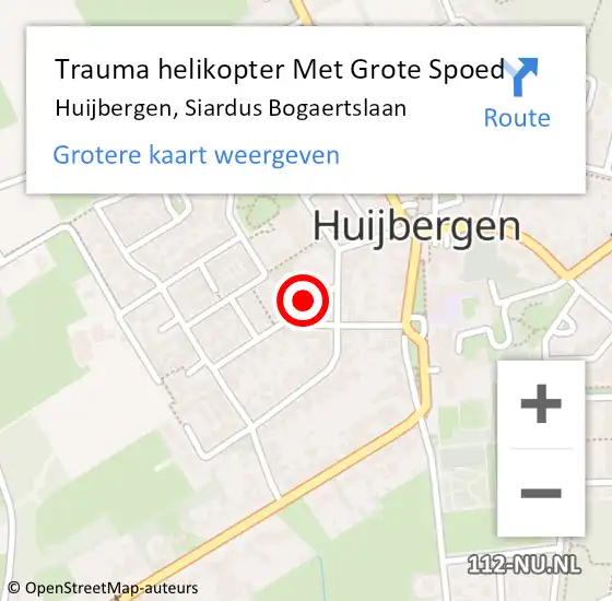 Locatie op kaart van de 112 melding: Trauma helikopter Met Grote Spoed Naar Huijbergen, Siardus Bogaertslaan op 28 augustus 2022 14:18