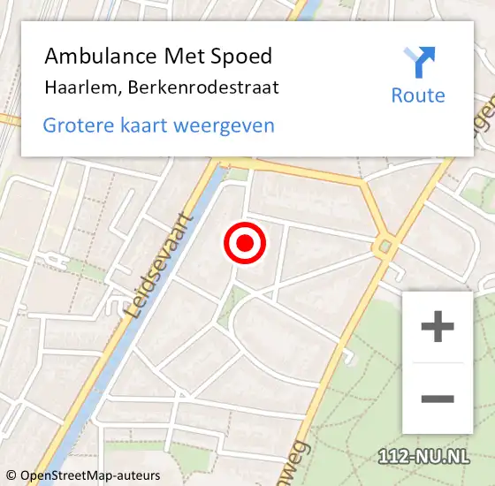 Locatie op kaart van de 112 melding: Ambulance Met Spoed Naar Haarlem, Berkenrodestraat op 28 augustus 2022 15:03