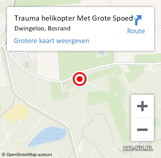 Locatie op kaart van de 112 melding: Trauma helikopter Met Grote Spoed Naar Dwingeloo, Bosrand op 28 augustus 2022 15:05