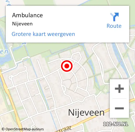 Locatie op kaart van de 112 melding: Ambulance Nijeveen op 28 augustus 2022 15:06