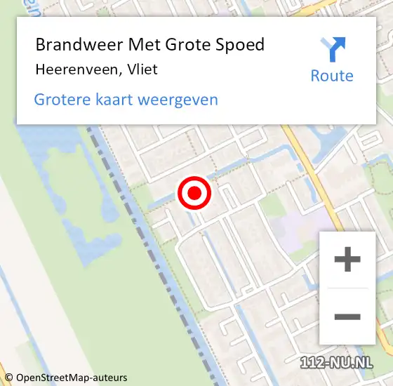 Locatie op kaart van de 112 melding: Brandweer Met Grote Spoed Naar Heerenveen, Vliet op 28 augustus 2022 15:09