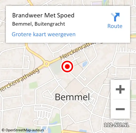 Locatie op kaart van de 112 melding: Brandweer Met Spoed Naar Bemmel, Buitengracht op 28 augustus 2022 15:32