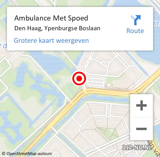 Locatie op kaart van de 112 melding: Ambulance Met Spoed Naar Den Haag, Ypenburgse Boslaan op 28 augustus 2022 15:43