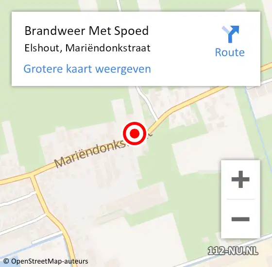Locatie op kaart van de 112 melding: Brandweer Met Spoed Naar Elshout, Mariëndonkstraat op 28 augustus 2022 16:12