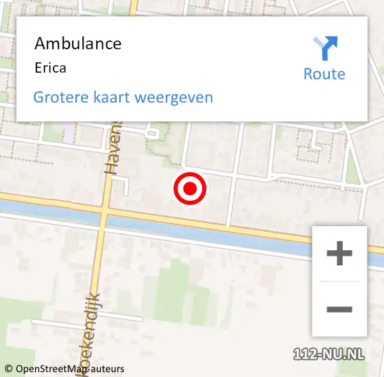 Locatie op kaart van de 112 melding: Ambulance Erica op 28 augustus 2022 17:48