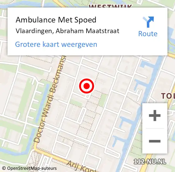 Locatie op kaart van de 112 melding: Ambulance Met Spoed Naar Vlaardingen, Abraham Maatstraat op 28 augustus 2022 19:56