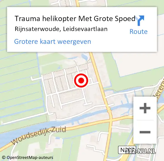 Locatie op kaart van de 112 melding: Trauma helikopter Met Grote Spoed Naar Rijnsaterwoude, Leidsevaartlaan op 28 augustus 2022 20:05
