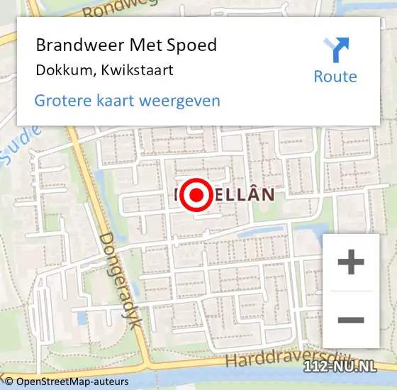 Locatie op kaart van de 112 melding: Brandweer Met Spoed Naar Dokkum, Kwikstaart op 28 augustus 2022 20:55