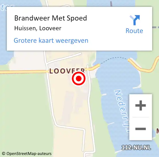 Locatie op kaart van de 112 melding: Brandweer Met Spoed Naar Huissen, Looveer op 28 augustus 2022 21:11
