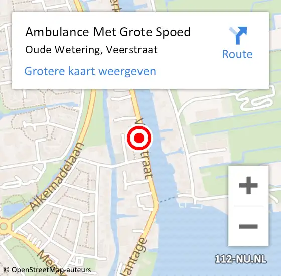 Locatie op kaart van de 112 melding: Ambulance Met Grote Spoed Naar Oude Wetering, Veerstraat op 28 augustus 2022 21:39