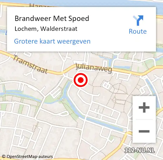 Locatie op kaart van de 112 melding: Brandweer Met Spoed Naar Lochem, Walderstraat op 29 augustus 2022 08:05