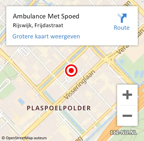 Locatie op kaart van de 112 melding: Ambulance Met Spoed Naar Rijswijk, Frijdastraat op 29 augustus 2022 08:32