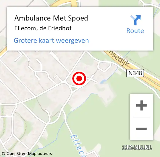 Locatie op kaart van de 112 melding: Ambulance Met Spoed Naar Ellecom, de Friedhof op 29 augustus 2022 10:53