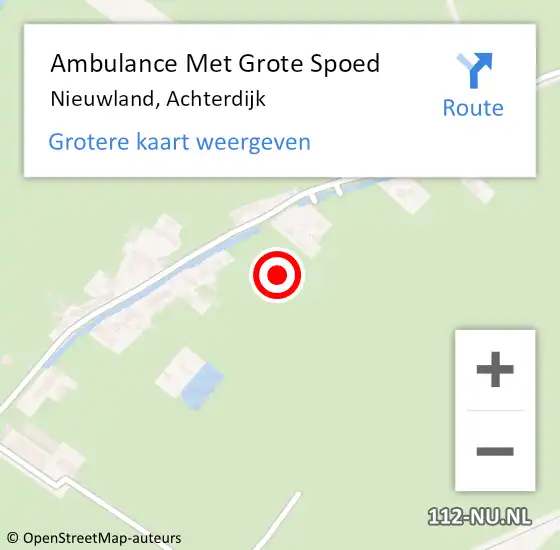 Locatie op kaart van de 112 melding: Ambulance Met Grote Spoed Naar Nieuwland, Achterdijk op 29 augustus 2022 12:00
