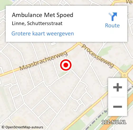 Locatie op kaart van de 112 melding: Ambulance Met Spoed Naar Linne, Schuttersstraat op 29 augustus 2022 13:54