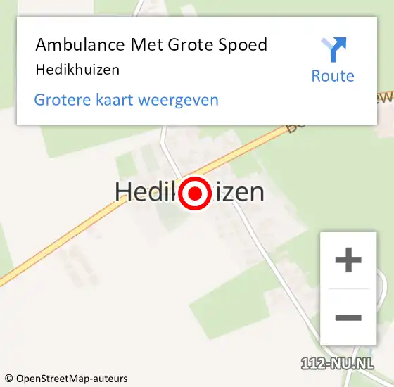 Locatie op kaart van de 112 melding: Ambulance Met Grote Spoed Naar Hedikhuizen op 29 augustus 2022 14:35