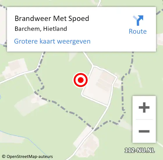 Locatie op kaart van de 112 melding: Brandweer Met Spoed Naar Barchem, Hietland op 29 augustus 2022 15:47