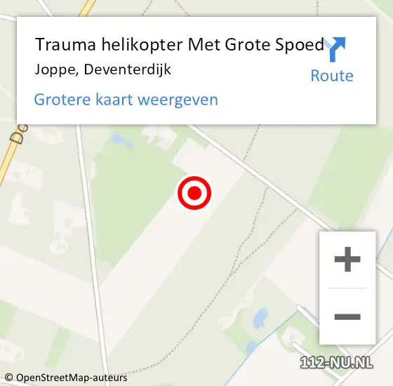 Locatie op kaart van de 112 melding: Trauma helikopter Met Grote Spoed Naar Joppe, Deventerdijk op 29 augustus 2022 16:37