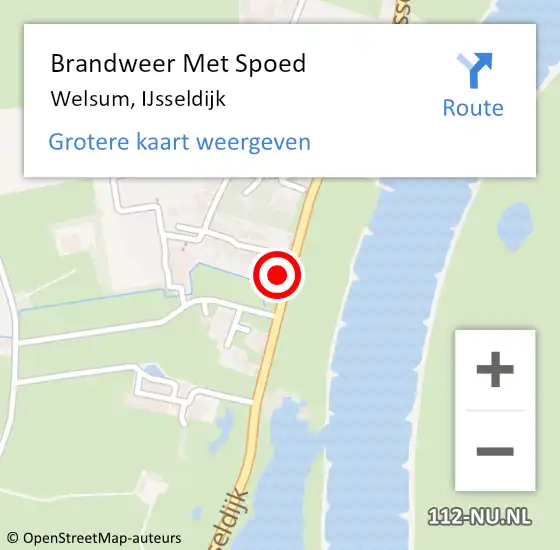 Locatie op kaart van de 112 melding: Brandweer Met Spoed Naar Welsum, IJsseldijk op 29 augustus 2022 16:57