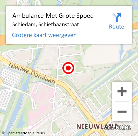 Locatie op kaart van de 112 melding: Ambulance Met Grote Spoed Naar Schiedam, Schietbaanstraat op 29 augustus 2022 17:35