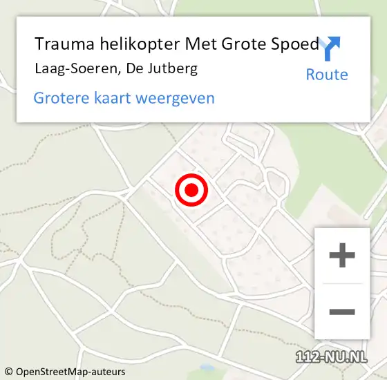 Locatie op kaart van de 112 melding: Trauma helikopter Met Grote Spoed Naar Laag-Soeren, De Jutberg op 29 augustus 2022 17:49