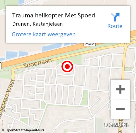 Locatie op kaart van de 112 melding: Trauma helikopter Met Spoed Naar Drunen, Kastanjelaan op 29 augustus 2022 21:54