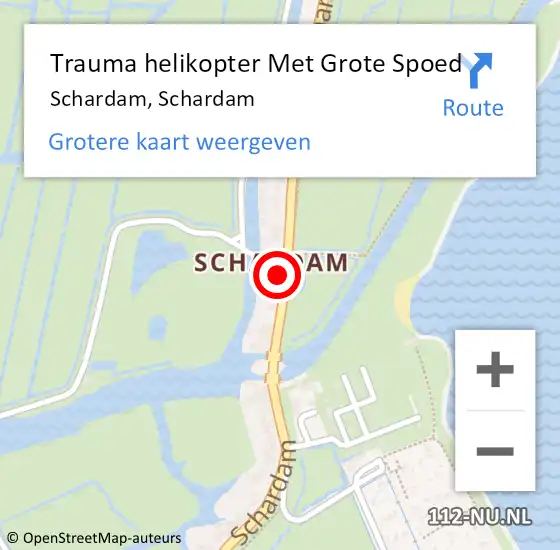 Locatie op kaart van de 112 melding: Trauma helikopter Met Grote Spoed Naar Schardam, Schardam op 29 augustus 2022 22:21