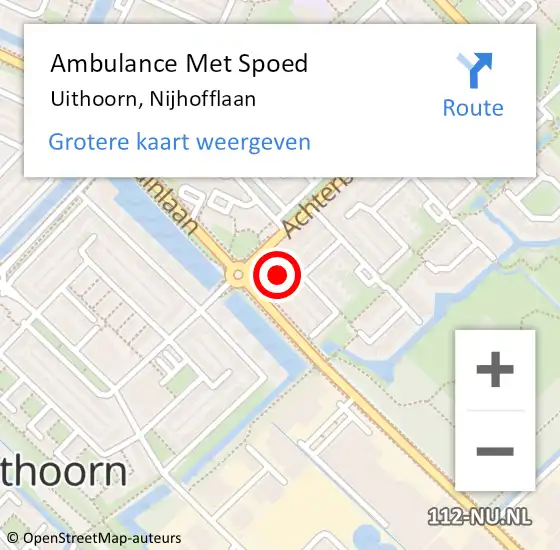 Locatie op kaart van de 112 melding: Ambulance Met Spoed Naar Uithoorn, Nijhofflaan op 29 augustus 2022 23:27
