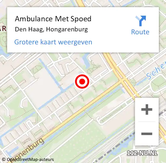 Locatie op kaart van de 112 melding: Ambulance Met Spoed Naar Den Haag, Hongarenburg op 30 augustus 2022 05:58