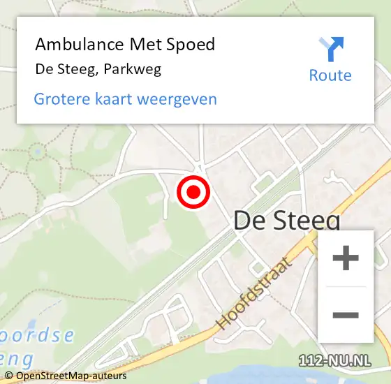 Locatie op kaart van de 112 melding: Ambulance Met Spoed Naar De Steeg, Parkweg op 30 augustus 2022 10:19