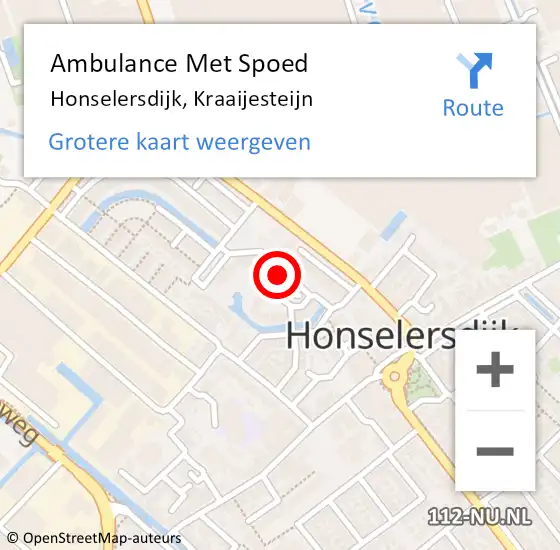 Locatie op kaart van de 112 melding: Ambulance Met Spoed Naar Honselersdijk, Kraaijesteijn op 30 augustus 2022 12:02