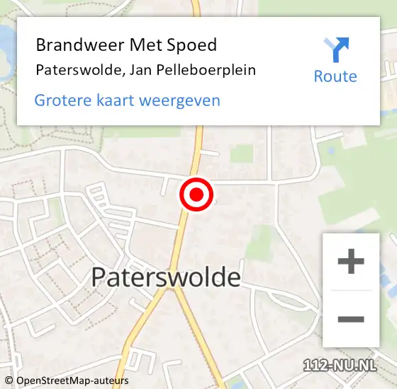 Locatie op kaart van de 112 melding: Brandweer Met Spoed Naar Paterswolde, Jan Pelleboerplein op 30 augustus 2022 12:26