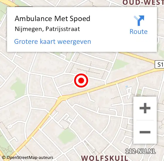 Locatie op kaart van de 112 melding: Ambulance Met Spoed Naar Nijmegen, Patrijsstraat op 30 augustus 2022 13:14
