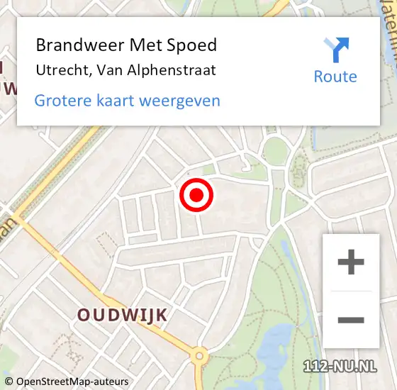 Locatie op kaart van de 112 melding: Brandweer Met Spoed Naar Utrecht, Van Alphenstraat op 30 augustus 2022 13:19