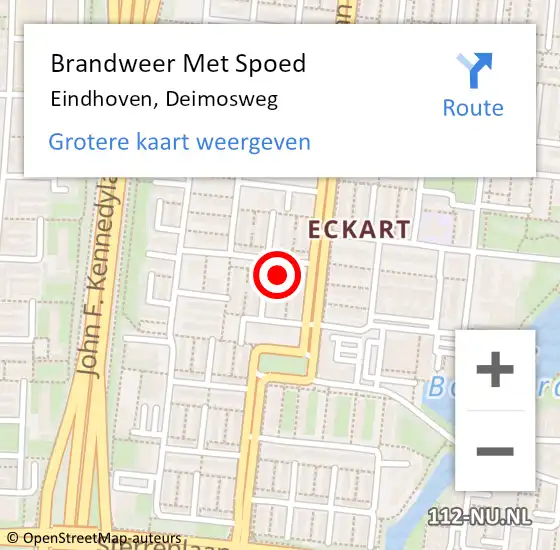 Locatie op kaart van de 112 melding: Brandweer Met Spoed Naar Eindhoven, Deimosweg op 30 augustus 2022 13:24