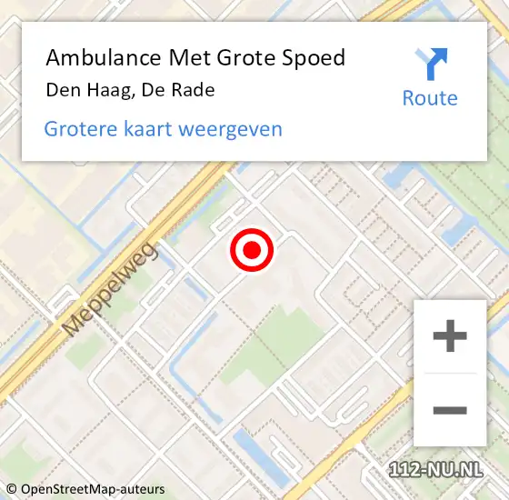 Locatie op kaart van de 112 melding: Ambulance Met Grote Spoed Naar Den Haag, De Rade op 30 augustus 2022 13:41