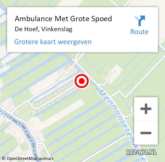 Locatie op kaart van de 112 melding: Ambulance Met Grote Spoed Naar De Hoef, Vinkenslag op 30 augustus 2022 16:04