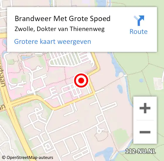 Locatie op kaart van de 112 melding: Brandweer Met Grote Spoed Naar Zwolle, Dokter van Thienenweg op 30 augustus 2022 17:26