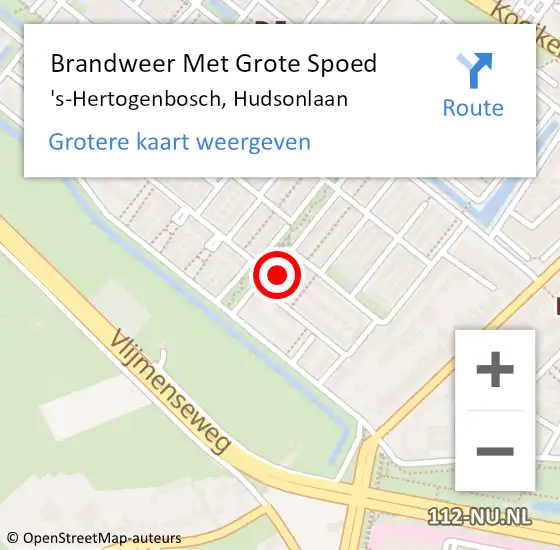 Locatie op kaart van de 112 melding: Brandweer Met Grote Spoed Naar 's-Hertogenbosch, Hudsonlaan op 30 augustus 2022 20:09