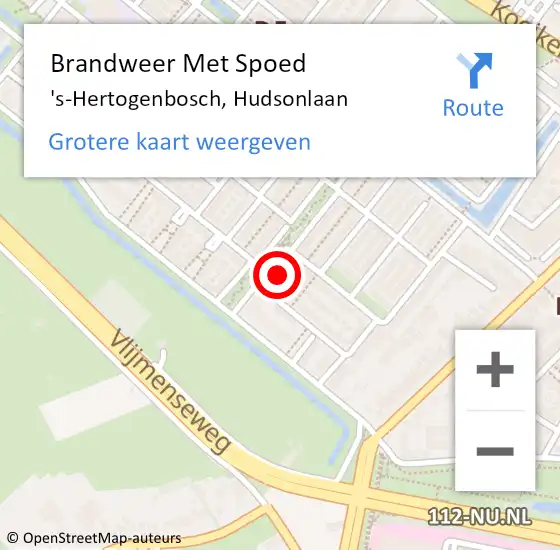 Locatie op kaart van de 112 melding: Brandweer Met Spoed Naar 's-Hertogenbosch, Hudsonlaan op 30 augustus 2022 20:11