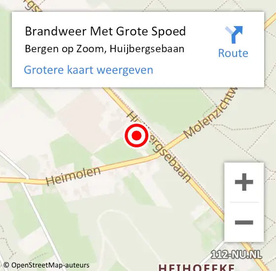 Locatie op kaart van de 112 melding: Brandweer Met Grote Spoed Naar Bergen op Zoom, Huijbergsebaan op 31 augustus 2022 02:37