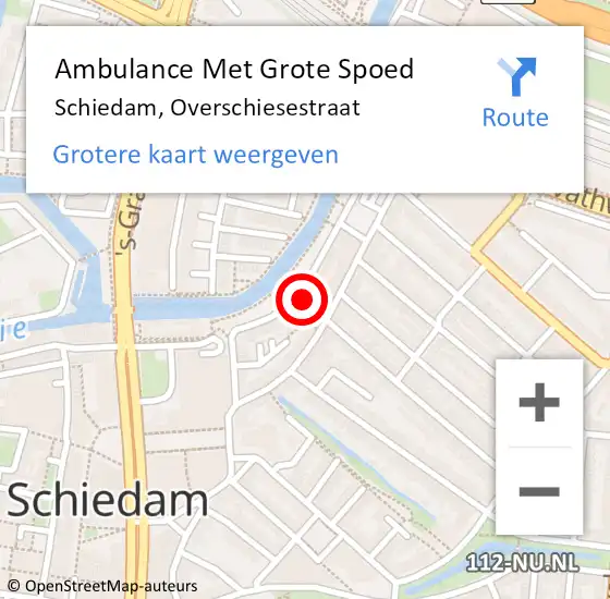 Locatie op kaart van de 112 melding: Ambulance Met Grote Spoed Naar Schiedam, Overschiesestraat op 31 augustus 2022 03:52