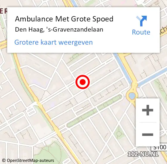 Locatie op kaart van de 112 melding: Ambulance Met Grote Spoed Naar Den Haag, 's-Gravenzandelaan op 31 augustus 2022 05:38
