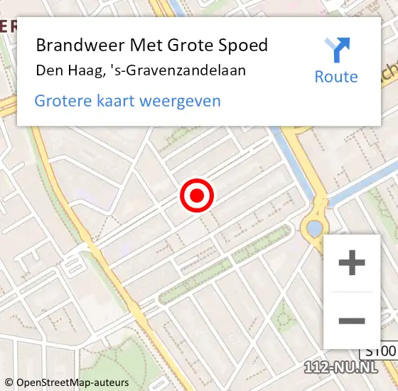 Locatie op kaart van de 112 melding: Brandweer Met Grote Spoed Naar Den Haag, 's-Gravenzandelaan op 31 augustus 2022 05:53