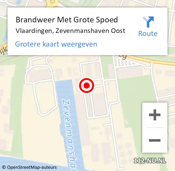 Locatie op kaart van de 112 melding: Brandweer Met Grote Spoed Naar Vlaardingen, Zevenmanshaven Oost op 31 augustus 2022 08:34