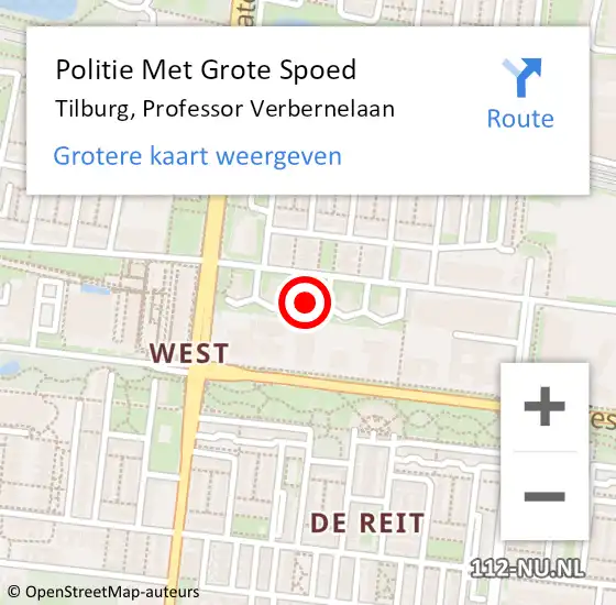 Locatie op kaart van de 112 melding: Politie Met Grote Spoed Naar Tilburg, Professor Verbernelaan op 31 augustus 2022 08:34