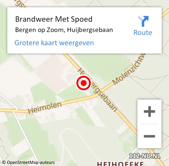 Locatie op kaart van de 112 melding: Brandweer Met Spoed Naar Bergen op Zoom, Huijbergsebaan op 31 augustus 2022 09:19