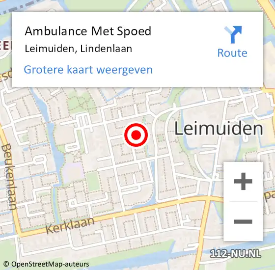 Locatie op kaart van de 112 melding: Ambulance Met Spoed Naar Leimuiden, Lindenlaan op 31 augustus 2022 12:58
