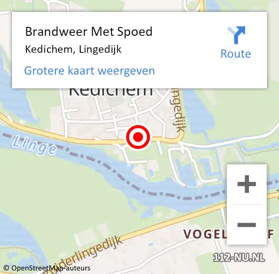 Locatie op kaart van de 112 melding: Brandweer Met Spoed Naar Kedichem, Lingedijk op 31 augustus 2022 17:42
